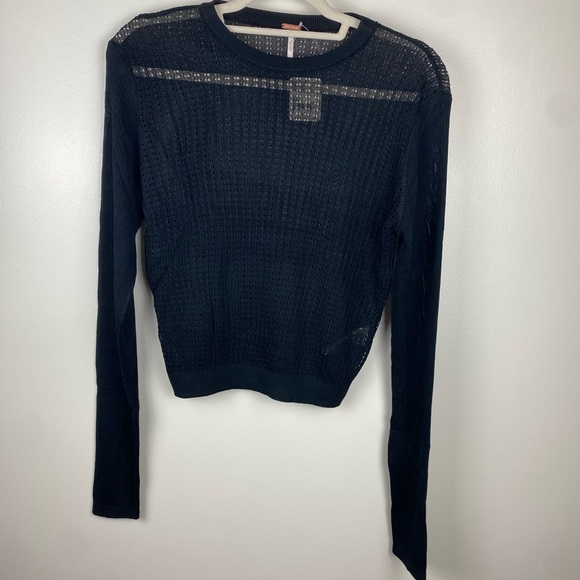 NWT Free people H20 Crewneck Pullover Sweater open knit white found moon M - Picture 4 of 7